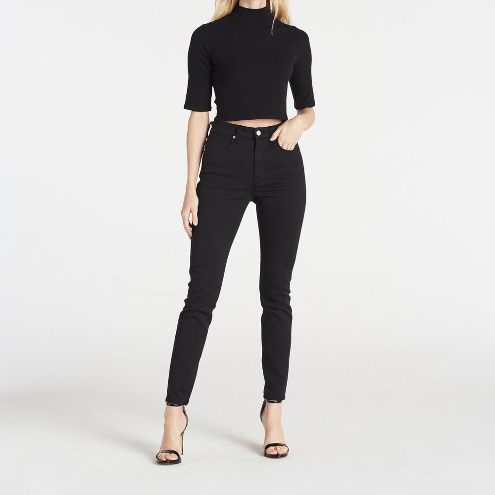 CQY Palme High Rise Skinny Black Jean 23 EUC